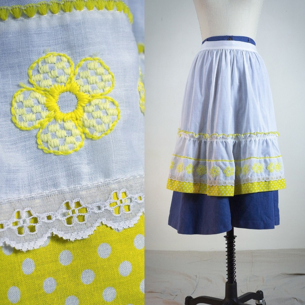 🐣 ADORABLE yellow polka dot retro handmade apron
